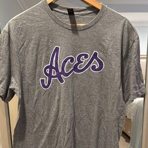 Gray T-Shirt with Purple Evansville Logo (41)